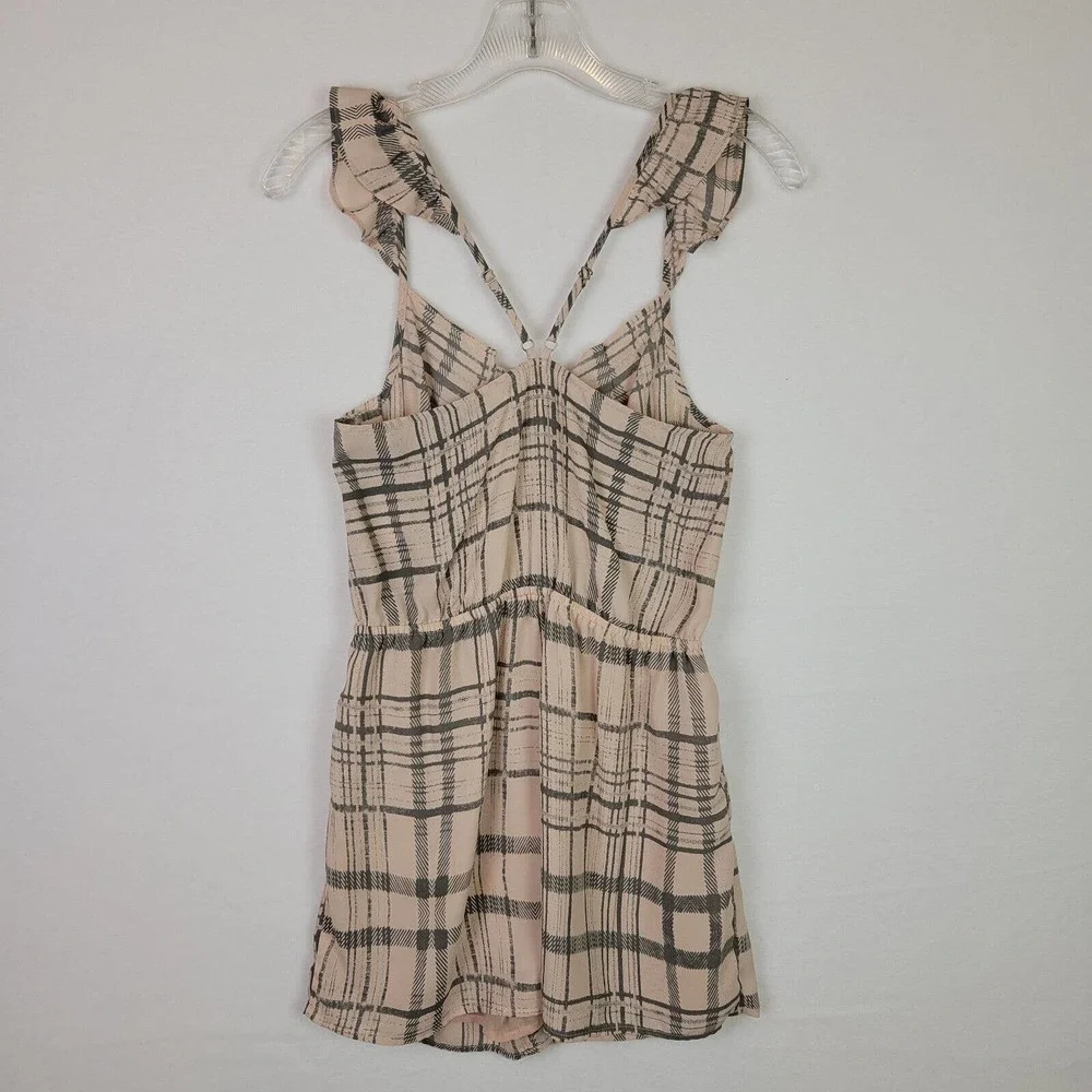 Avec Les Filles Womens Spaghetti Strap Shorts Romper Size XS Pink Gray - Picture 9 of 9